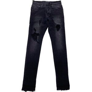Purple Brand P002-29 Slim Fit Faded Black Blowout Repair Jeans mens size 29x32